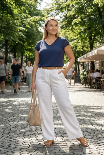Granatowa bluzka z koronką