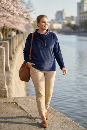 Granatowa welurowa bluza