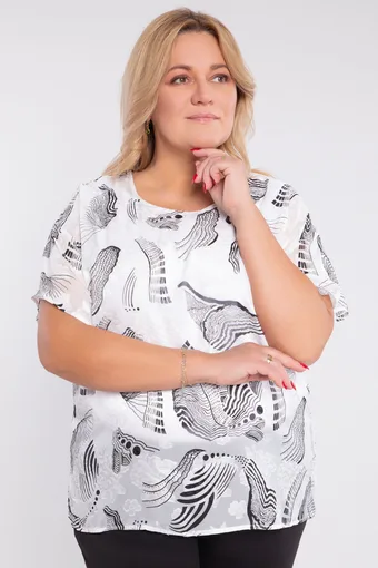 Biała bluzka czarny wzór