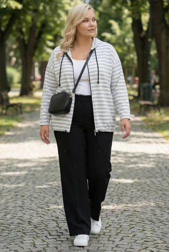 Bluza w biało-szare paski