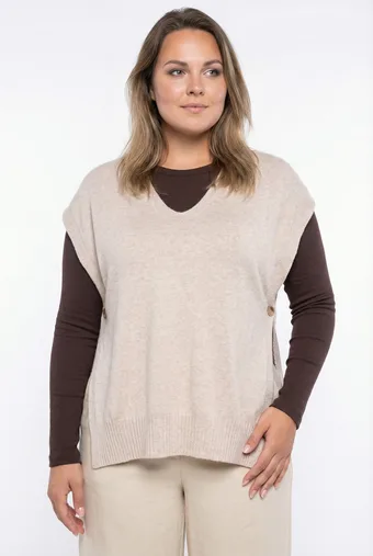 Beżowa sweterkowa kamizelka oversize