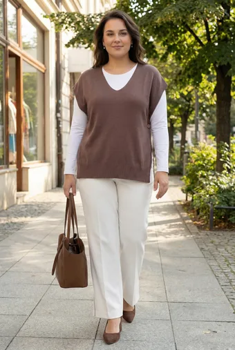 Brązowa sweterkowa kamizelka oversize