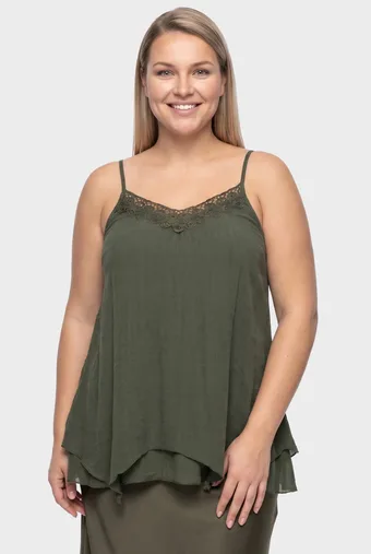 Khaki top na ramiączkach