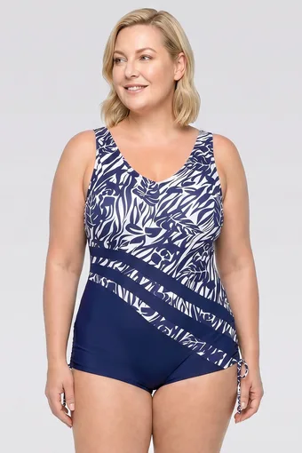 Czarny strój kąpielowy turkusowe wzory