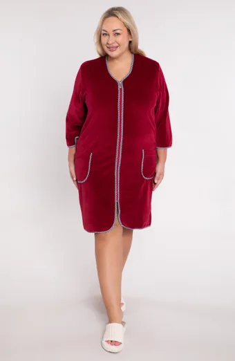 Ciemny bawełniany szlafrok różowe kwiatki