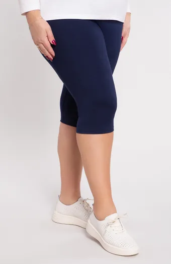 Granatowe legginsy 3/4 z wysokim stanem