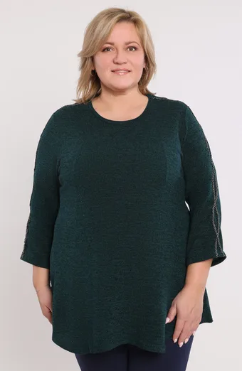 Granatowy sweter srebrny warkocz