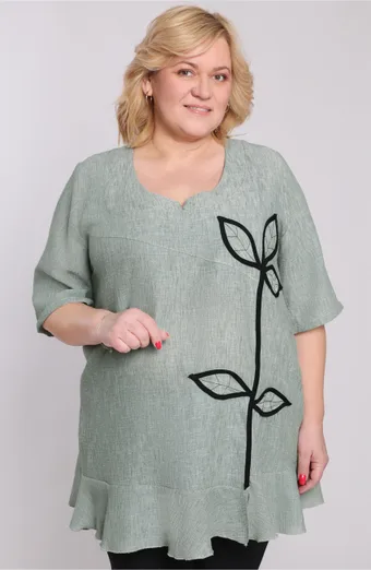 Niebieska tunika aplikacja liście